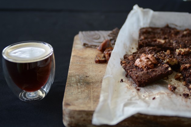 Healthy glutenfree lactose free chocolate brownies with dates and walnuts
